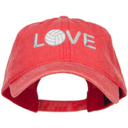 Love with Volleyball Embroidered Washed Cotton Cap