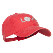 Love with Volleyball Embroidered Washed Cotton Cap