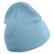 Mario Shy Face Embroidered 8 inch Acrylic Short Beanie - Light-Blue OSFM