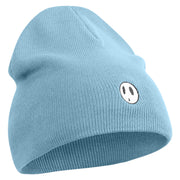 Mario Shy Face Embroidered 8 inch Acrylic Short Beanie - Light-Blue OSFM