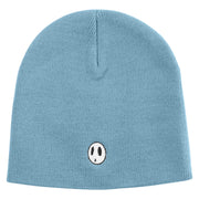 Mario Shy Face Embroidered 8 inch Acrylic Short Beanie - Light-Blue OSFM