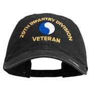 U.S. Army 29th Infantry Division Embroidered Washed Solid Pigment Dyed Cotton Twill Brass Buckle Cap - Black OSFM