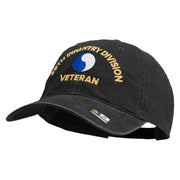 U.S. Army 29th Infantry Division Embroidered Washed Solid Pigment Dyed Cotton Twill Brass Buckle Cap - Black OSFM