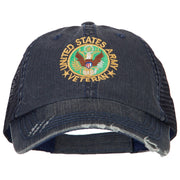 US Army Veteran Circle Logo Embroidered Low Profile Cotton Mesh Cap