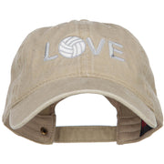 Love with Volleyball Embroidered Washed Cotton Cap