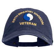 U.S. Army 29th Infantry Division Embroidered Washed Solid Pigment Dyed Cotton Twill Brass Buckle Cap - Navy OSFM