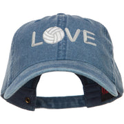 Love with Volleyball Embroidered Washed Cotton Cap