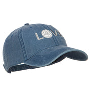 Love with Volleyball Embroidered Washed Cotton Cap