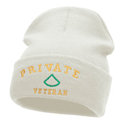 Private Veteran Embroidered Long Knitted Beanie