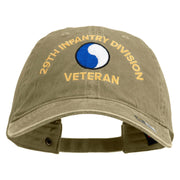 U.S. Army 29th Infantry Division Embroidered Washed Solid Pigment Dyed Cotton Twill Brass Buckle Cap - Khaki OSFM
