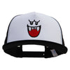 Mario Ghost Face Embroidered Flat Bill Snapback Trucker Cap - White-Black OSFM