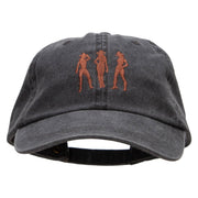 Three Cowgirls Embroidered Pigment Dyed Wash Cap - Black OSFM