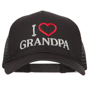 I Love Grandpa Embroidered Solid Cotton Mesh Pro Cap