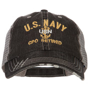 US Navy CPO Retired Embroidered Low Profile Cotton Mesh Cap