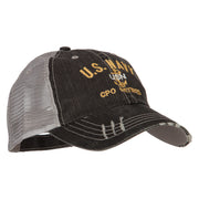 US Navy CPO Retired Embroidered Low Profile Cotton Mesh Cap