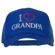 I Love Grandpa Embroidered Solid Cotton Mesh Pro Cap