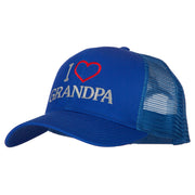 I Love Grandpa Embroidered Solid Cotton Mesh Pro Cap