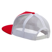 Mario Ghost Face Embroidered Flat Bill Snapback Trucker Cap - Red-White OSFM