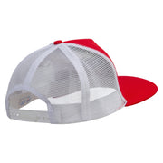 Mario Ghost Face Embroidered Flat Bill Snapback Trucker Cap - Red-White OSFM