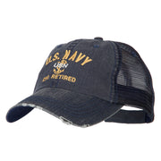 US Navy CPO Retired Embroidered Low Profile Cotton Mesh Cap