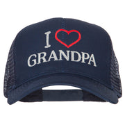 I Love Grandpa Embroidered Solid Cotton Mesh Pro Cap