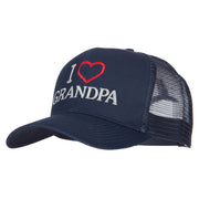 I Love Grandpa Embroidered Solid Cotton Mesh Pro Cap