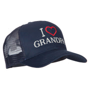 I Love Grandpa Embroidered Solid Cotton Mesh Pro Cap