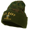 US Navy USN Veteran Logo Embroidered Camo Knit Long Cuff Beanie