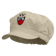 Mario Ghost Face Embroidered Cotton Elastic Newsboy Cap - Beige OSFM