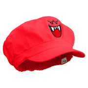 Mario Ghost Face Embroidered Cotton Elastic Newsboy Cap - Red OSFM