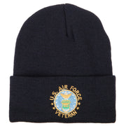 US Air Force Veteran Circle Embroidered Long Beanie