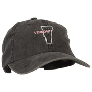 Vermont with Map Outline Embroidered Washed Cotton Twill Cap