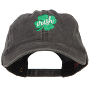 Clover Irish Embroidered Washed Buckled Cap