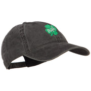 Clover Irish Embroidered Washed Buckled Cap