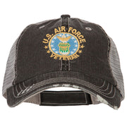 US Air Force Veteran Circle Embroidered Low Profile Cotton Mesh Cap