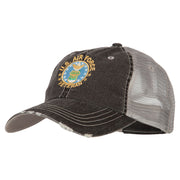 US Air Force Veteran Circle Embroidered Low Profile Cotton Mesh Cap