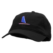 Windsurfing Boat Embroidered Garment Washed Cotton Twill Cap - Black OSFM