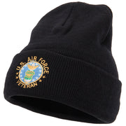 US Air Force Veteran Circle Embroidered Long Beanie