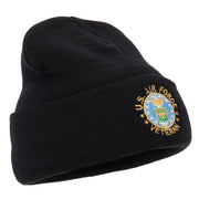 US Air Force Veteran Circle Embroidered Long Beanie