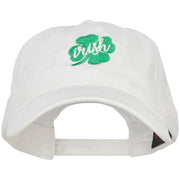 Clover Irish Embroidered Washed Buckled Cap