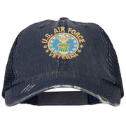 US Air Force Veteran Circle Embroidered Low Profile Cotton Mesh Cap