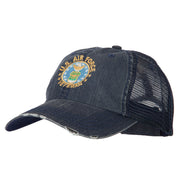 US Air Force Veteran Circle Embroidered Low Profile Cotton Mesh Cap