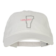 Vermont with Map Outline Embroidered Washed Cotton Twill Cap