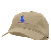 Windsurfing Boat Embroidered Garment Washed Cotton Twill Cap - Khaki OSFM