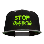 Halloween Stop Vampires Embroidered Snapback Cap