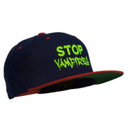 Halloween Stop Vampires Embroidered Snapback Cap