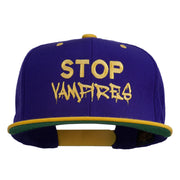 Halloween Stop Vampires Embroidered Snapback Cap