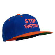 Halloween Stop Vampires Embroidered Snapback Cap