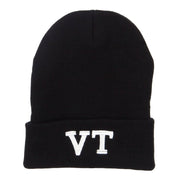 VT Vermont State Embroidered Long Beanie