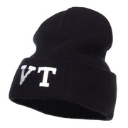 VT Vermont State Embroidered Long Beanie